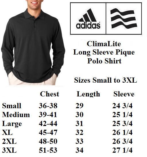 Adidas Mens Golf Long Sleeve Pique Polo Shirt Small 3xl